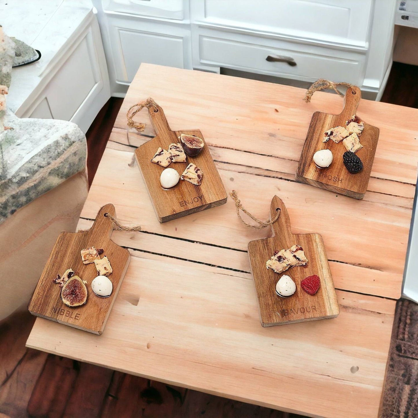 Charcuterie Boards Set - 4 Acacia Boards 8x4.5"