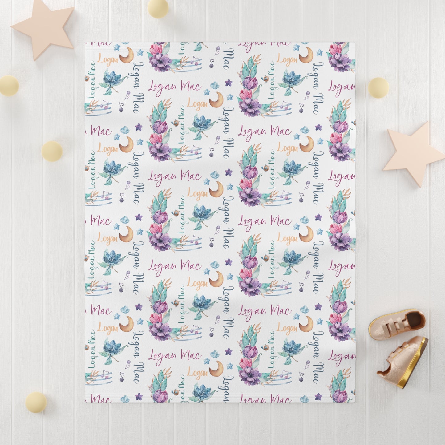 Custom Name Lavender Baby Blanket - Personalized & Cozy