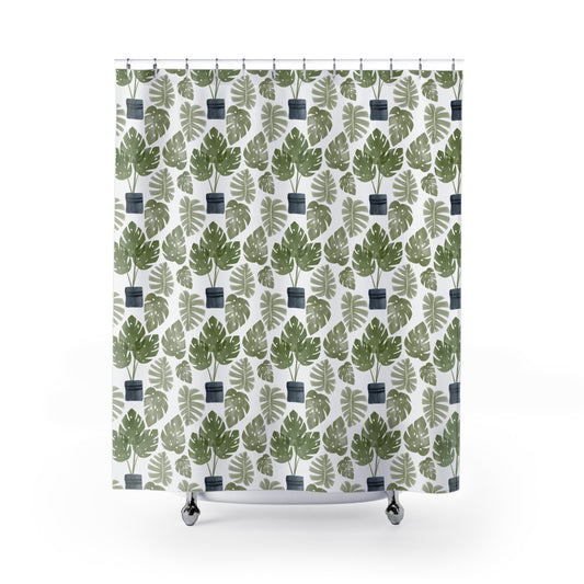 Monstera Shower Curtain for Bathroom Decor