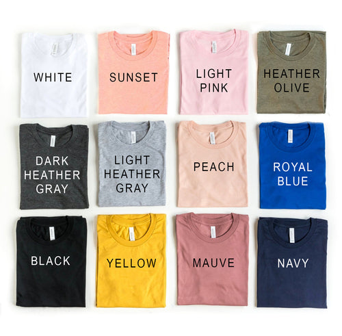 Color options for Just A Good Mom T-shirt including white and navy