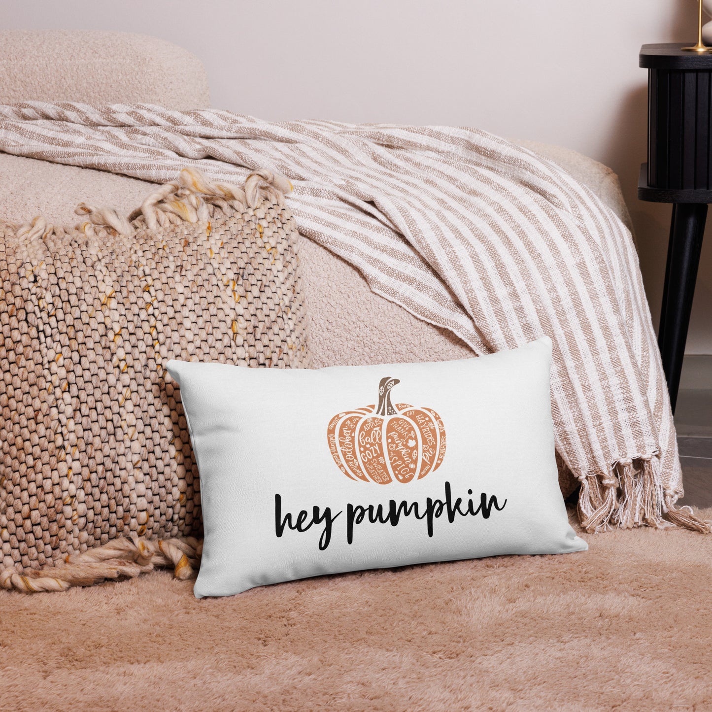 Hey Pumpkin Throw Pillow | Cozy Fall Decor | 3 Size Options