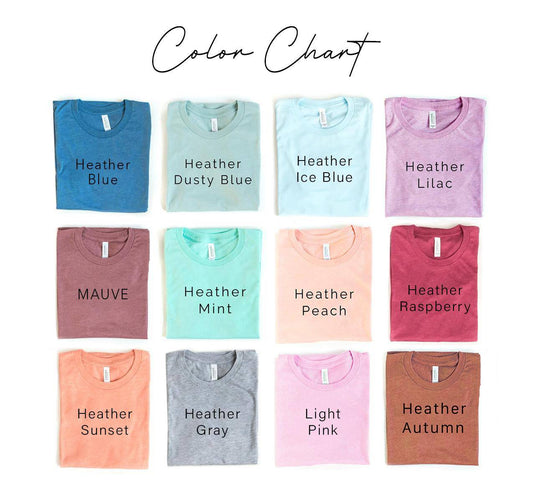 Color chart for Wild Heart Gypsy Soul T-shirt in 12 shades