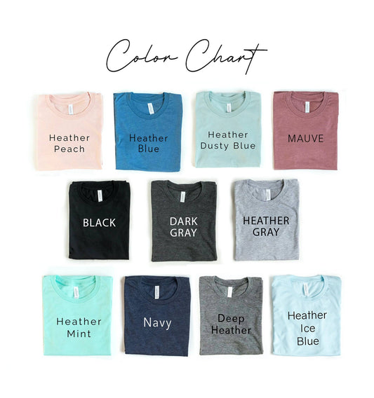 Color chart for Dogs Coffee Naps T-shirt