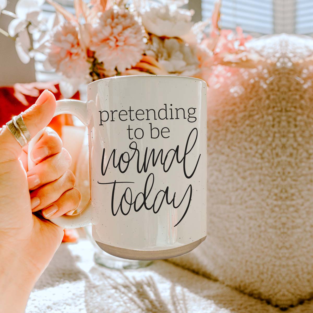 Humorous ceramic mug 'Pretending to be Normal Today'