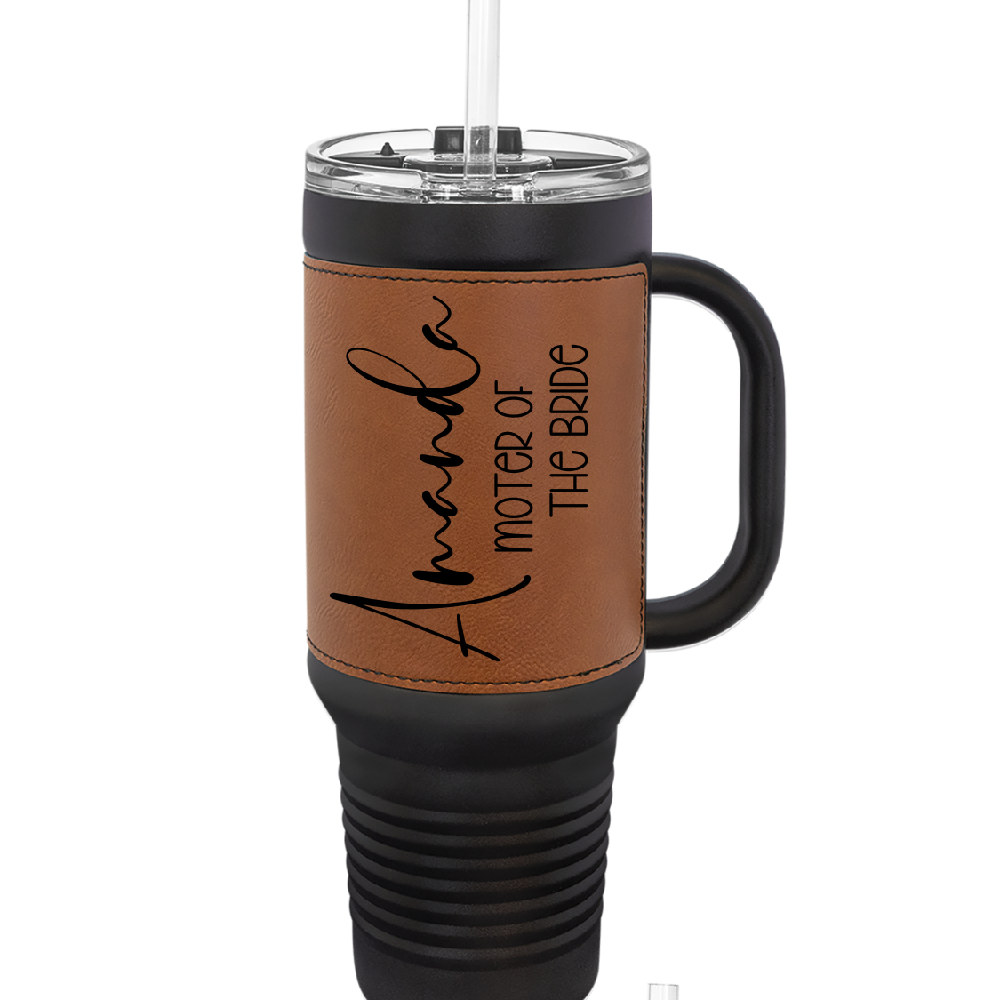 Personalized Bridesmaid Tumbler with Leatherette Wrap – Perfect Bridal Party Gift