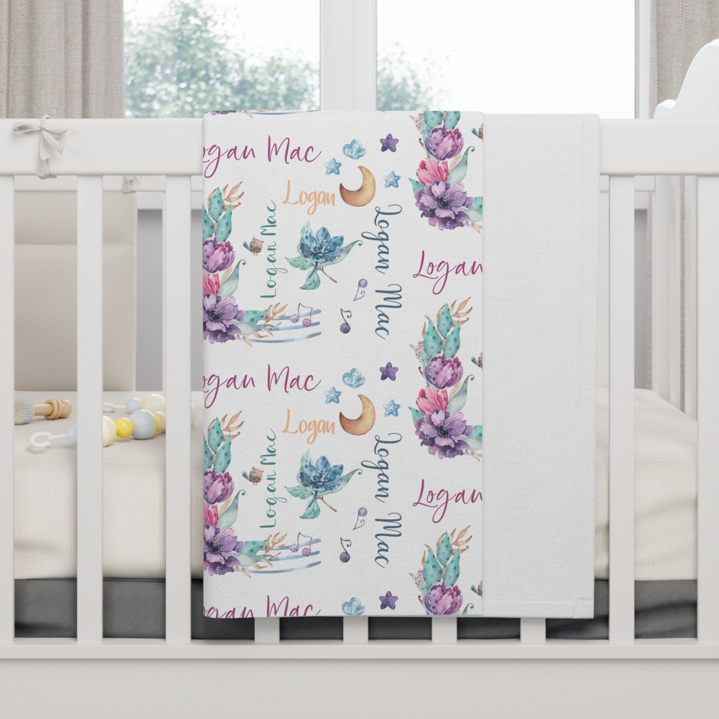 Custom Name Lavender Baby Blanket - Personalized & Cozy