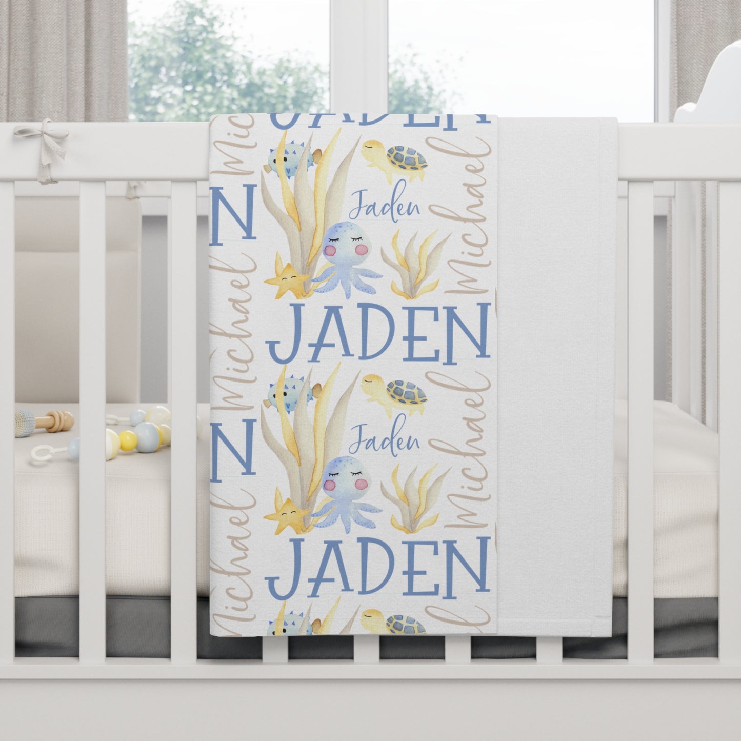 Custom Underwater Theme Baby Blue Fleece Blanket