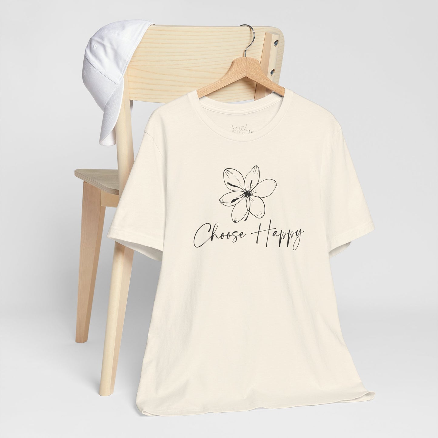 Minimalist Floral Graphic Tee – Choose Happy T-Shirt