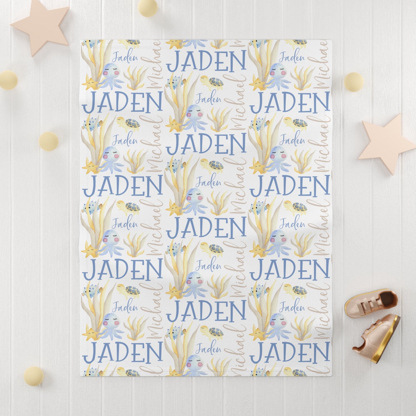 Custom Underwater Theme Baby Blue Fleece Blanket