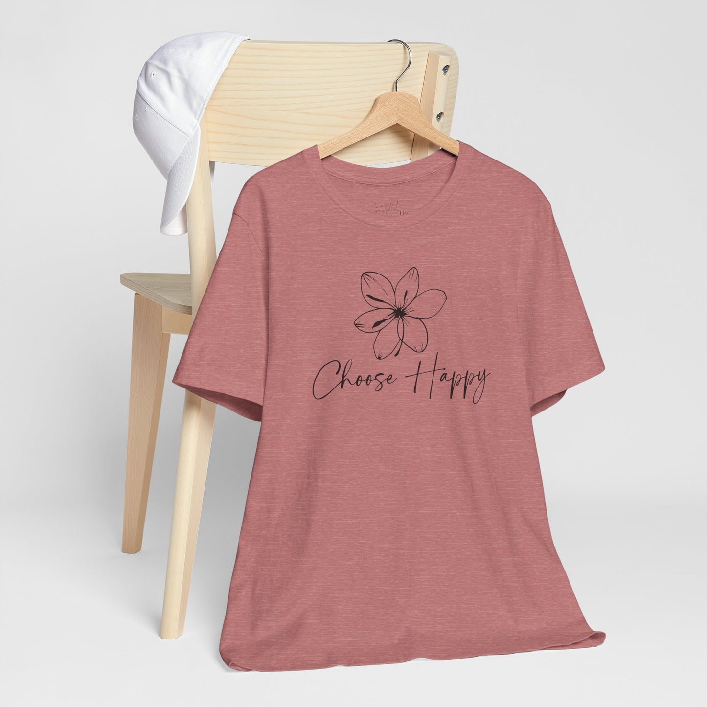 Minimalist Floral Graphic Tee – Choose Happy T-Shirt