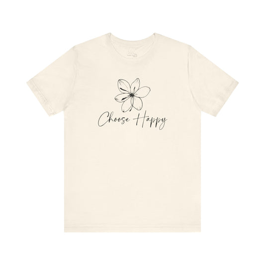 Minimalist Floral Graphic Tee – Choose Happy T-Shirt