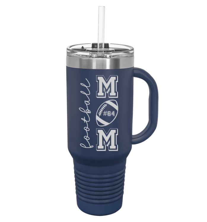 Football Mom Tumbler, 40oz Engraved Cup, Sports Mom Gift Ideas