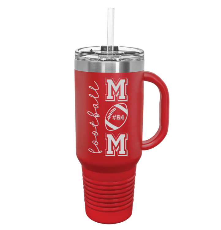 Football Mom Tumbler, 40oz Engraved Cup, Sports Mom Gift Ideas