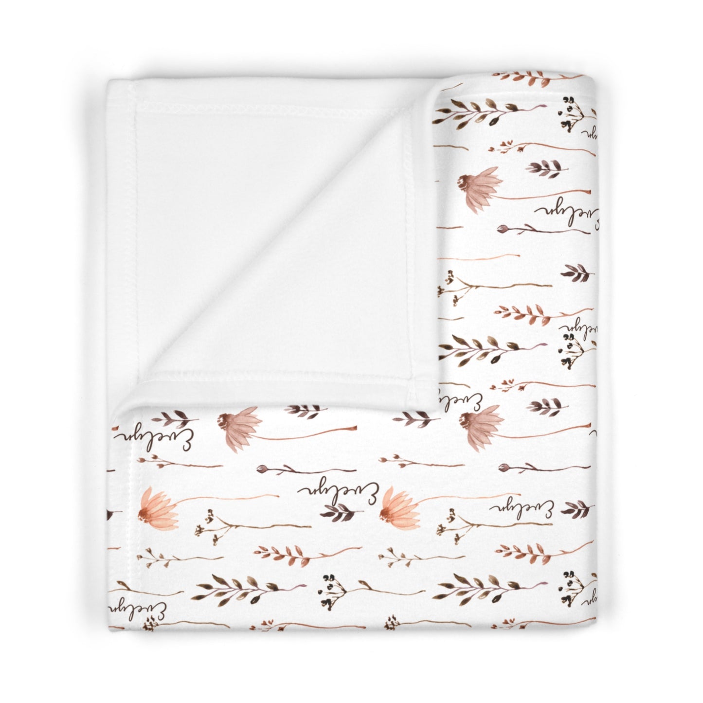 Boho Wildflower Baby Blanket - Personalized Fleece Nursery Decor