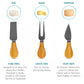 Types of cheese knives included in the set.