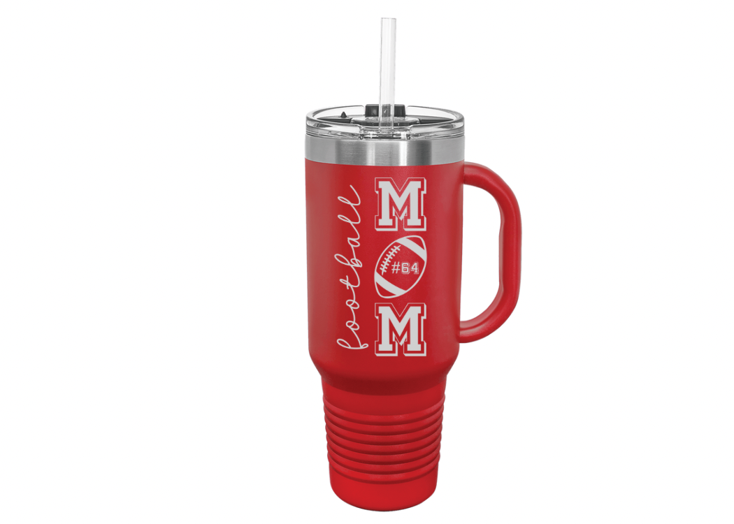 Football Mom Tumbler, 40oz Engraved Cup, Sports Mom Gift Ideas