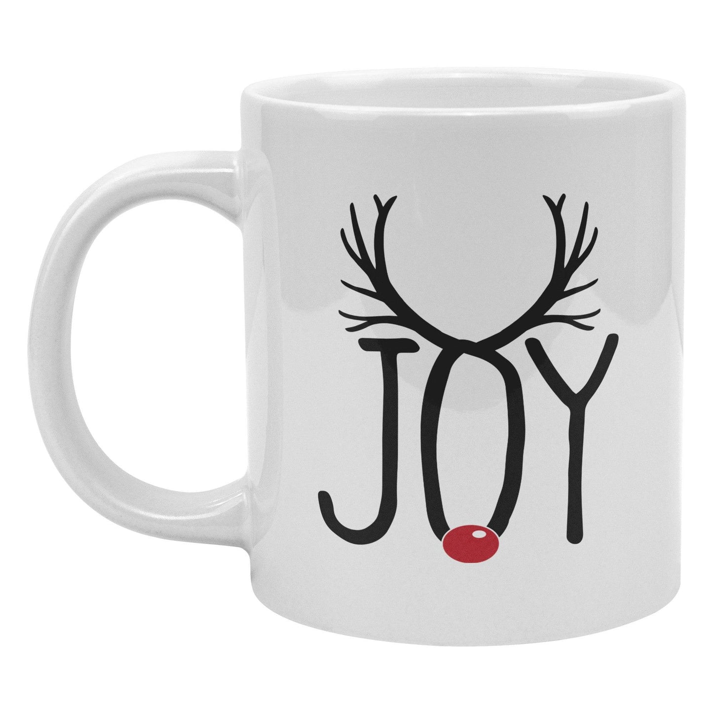 Joyful Reindeer Antlers Mug with red nose design