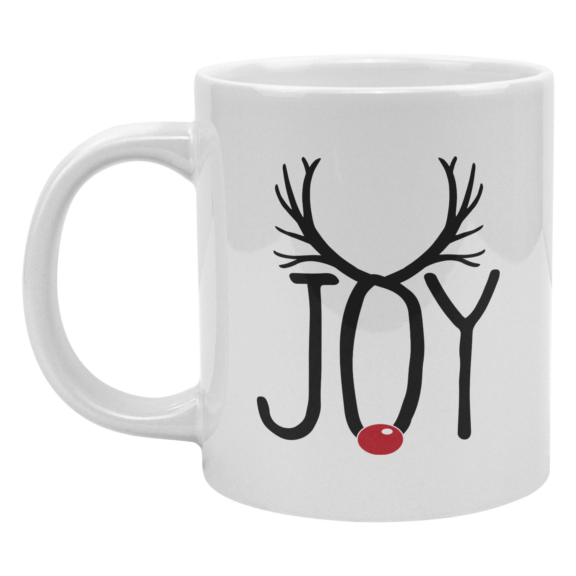 Joyful Reindeer Antlers Mug with red nose design