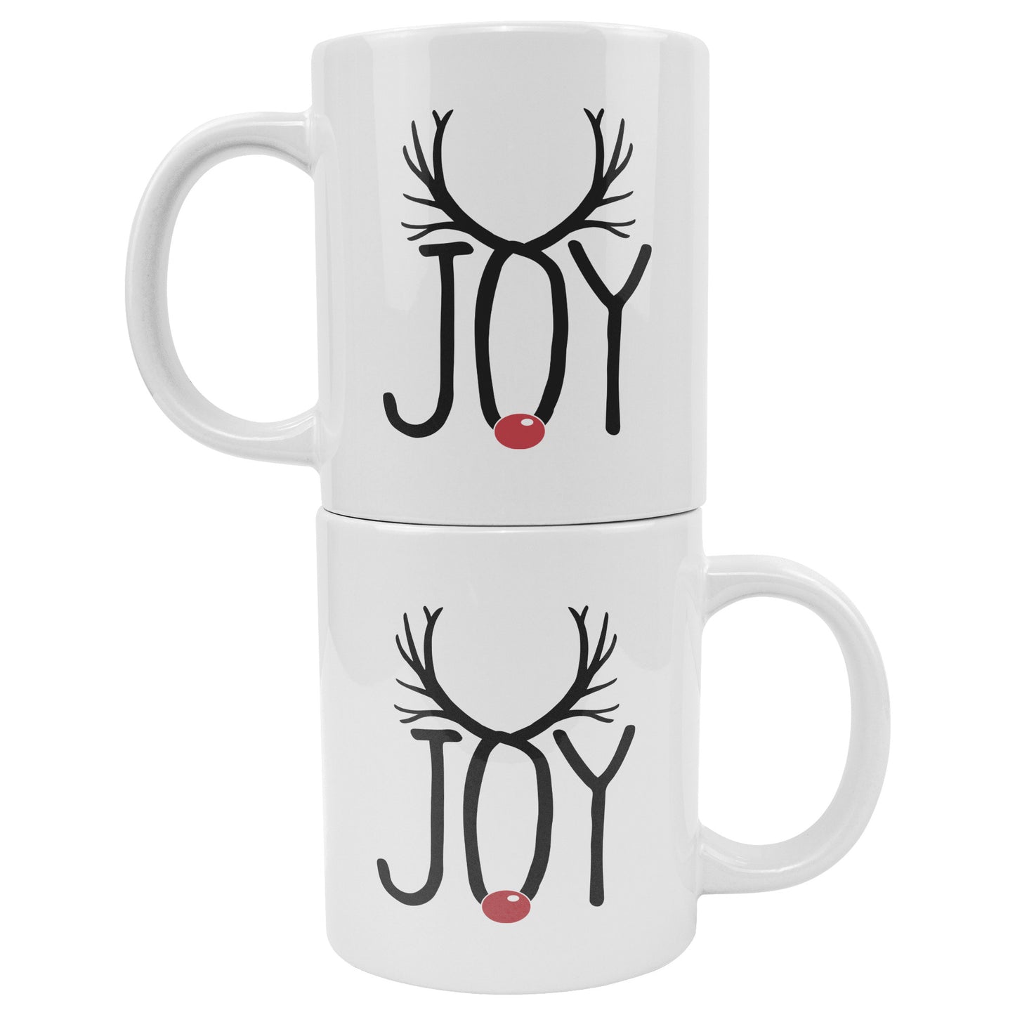 Stacked Joyful Reindeer Antlers Mugs