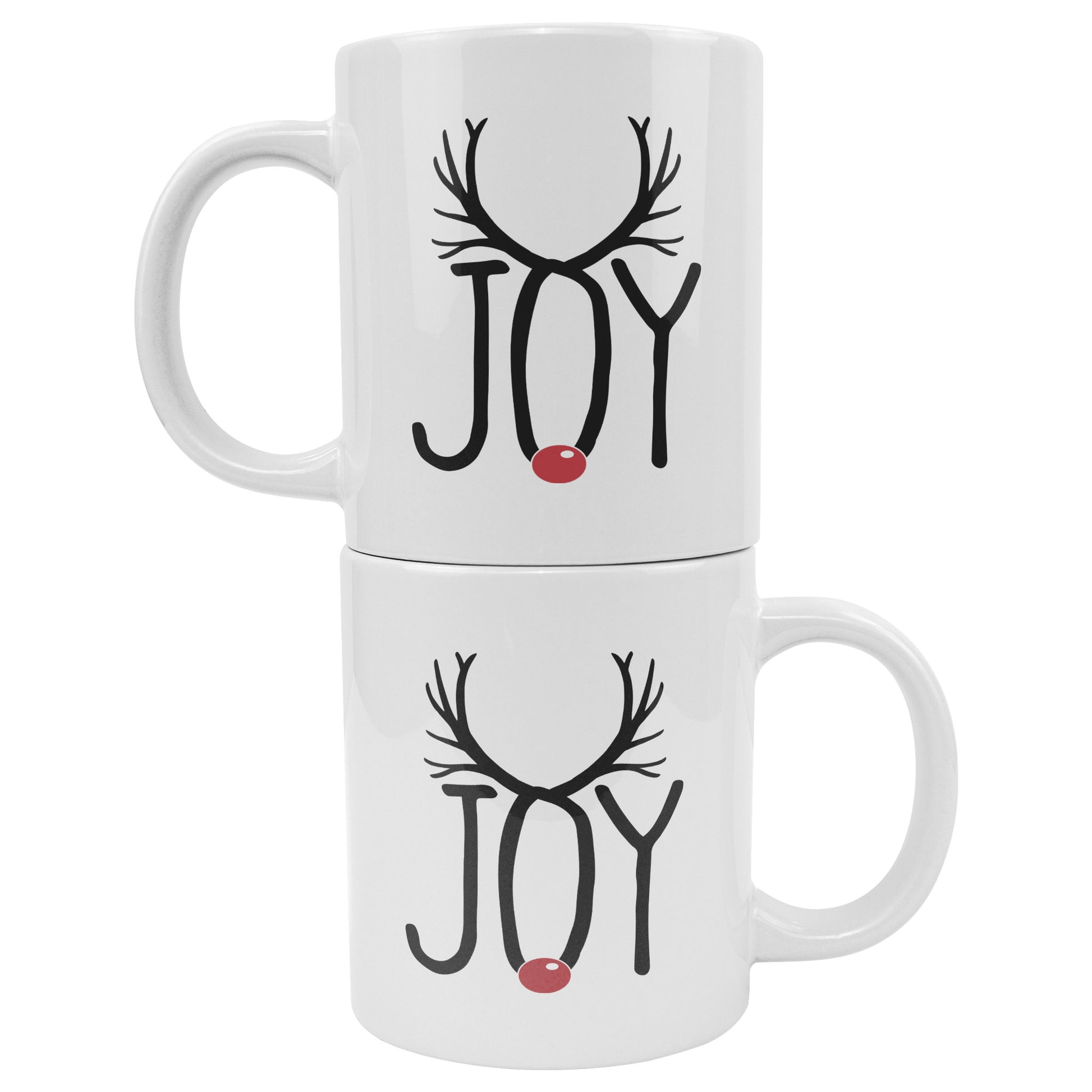 Stacked Joyful Reindeer Antlers Mugs