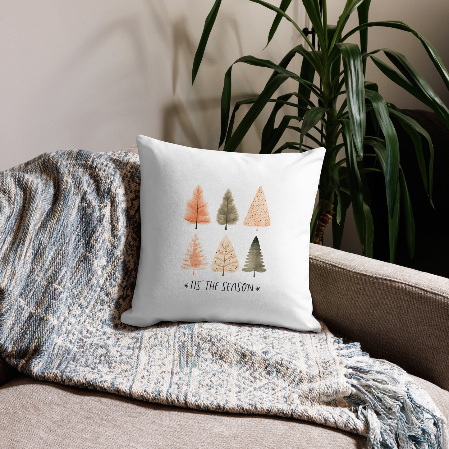 "Tis' the Season" Throw Pillow – Cozy Holiday Decor, Available in 3 Sizes