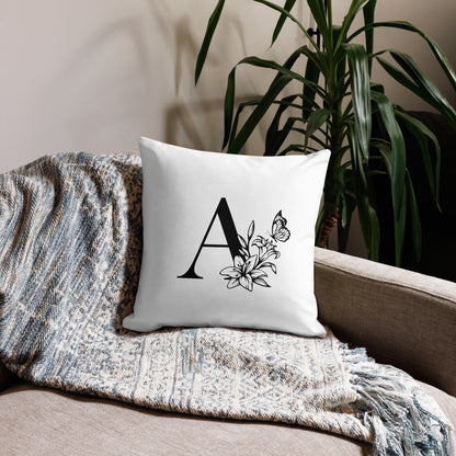 Monogrammed Throw Pillow | Custom Initial Floral Design | Available in 3 Sizes