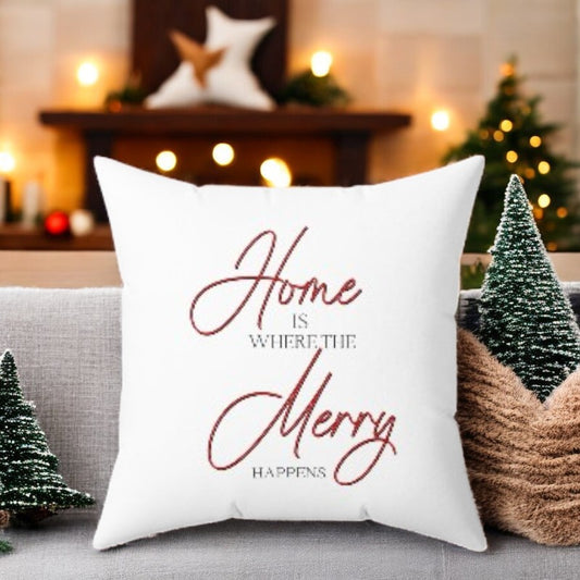 Festive Home Decor Pillow with Merry Message