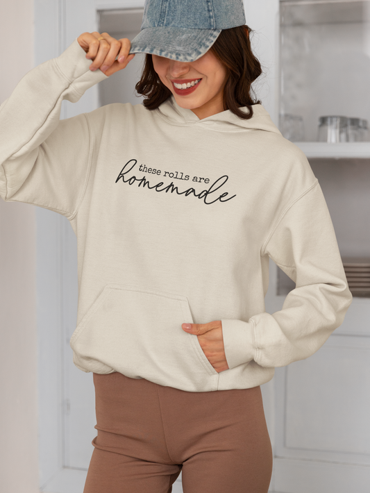 Trendy "These Rolls Are Homemade" Hoodie – Cozy, Stylish, and Fun!