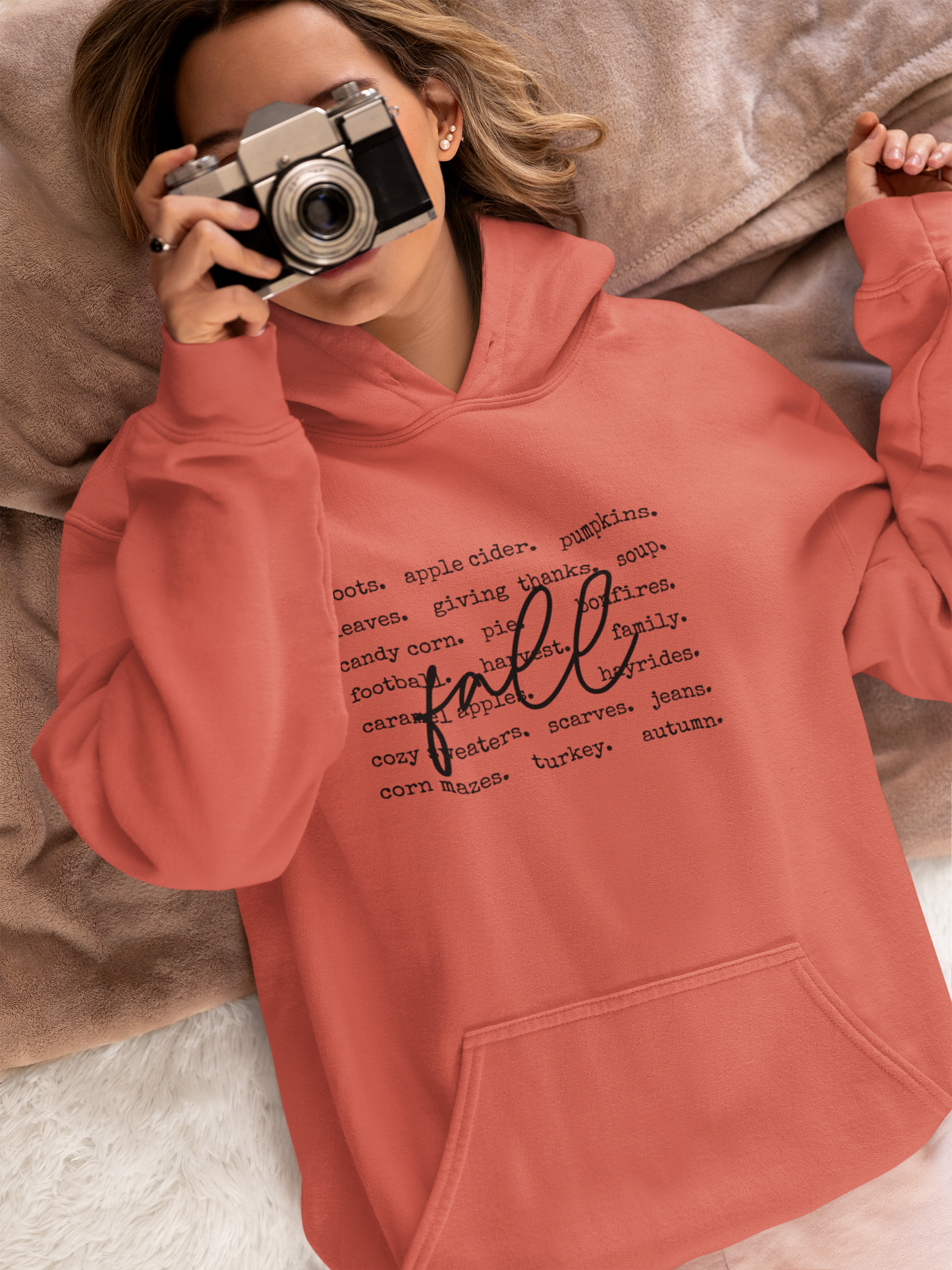 Fall Words Hoodie – Cozy Autumn Graphic Hoodie in Multiple Colors