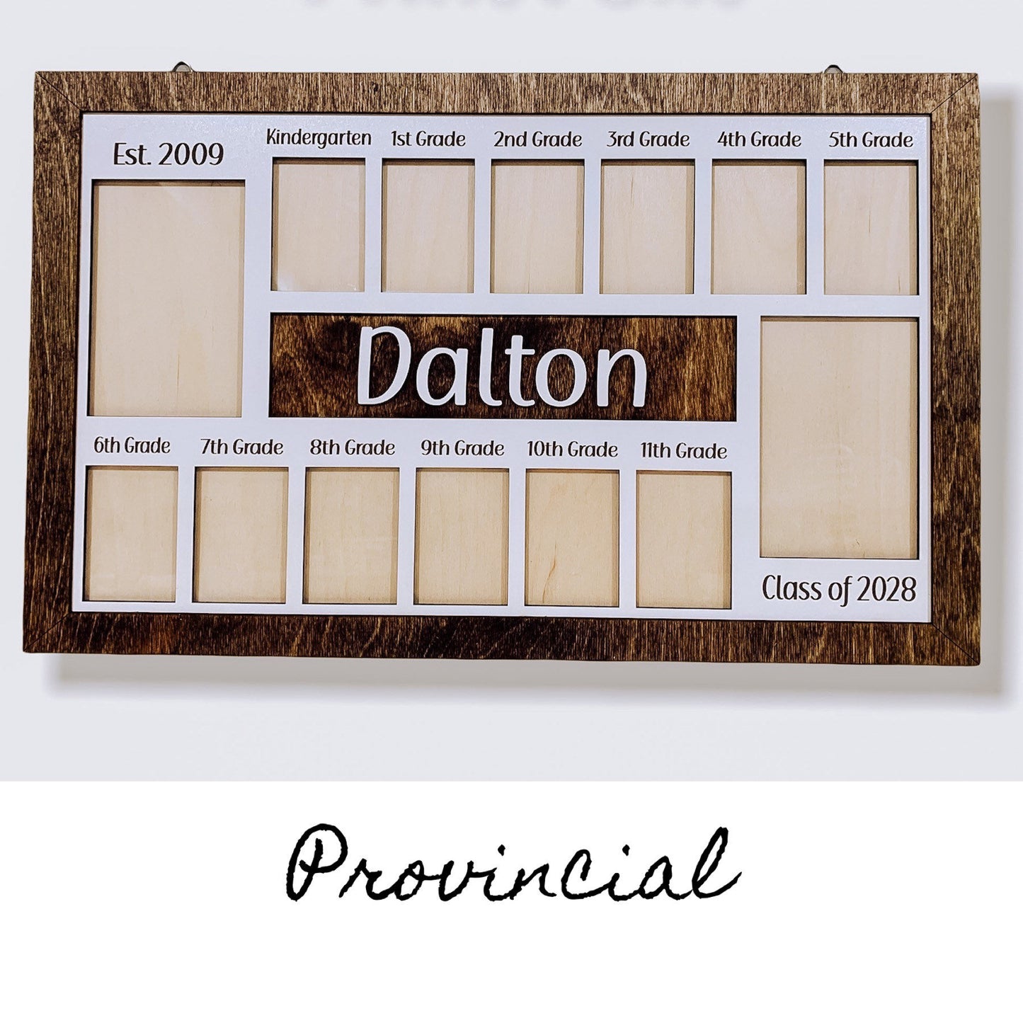 3D K-12 School Years Picture Frame Custom Personalized Photo Display with Raised Lettering Rustic Photo Display Board Back to School