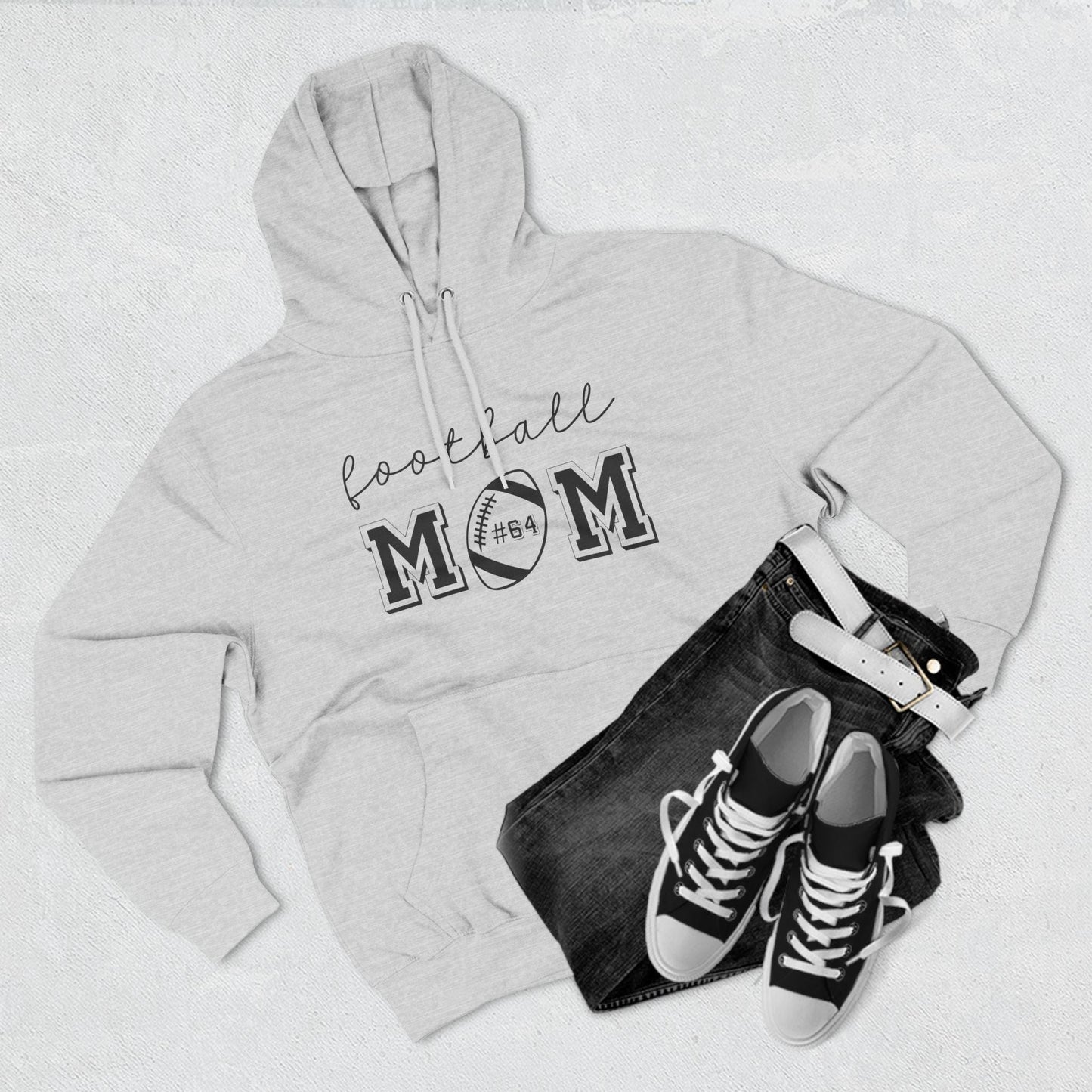 Football Mom Three-Panel Fleece Hoodie - Double Sided Premium Pullover Cozy Sweatshirt, Football Fan Apparel, Sports Mom Gift, Team Spirit