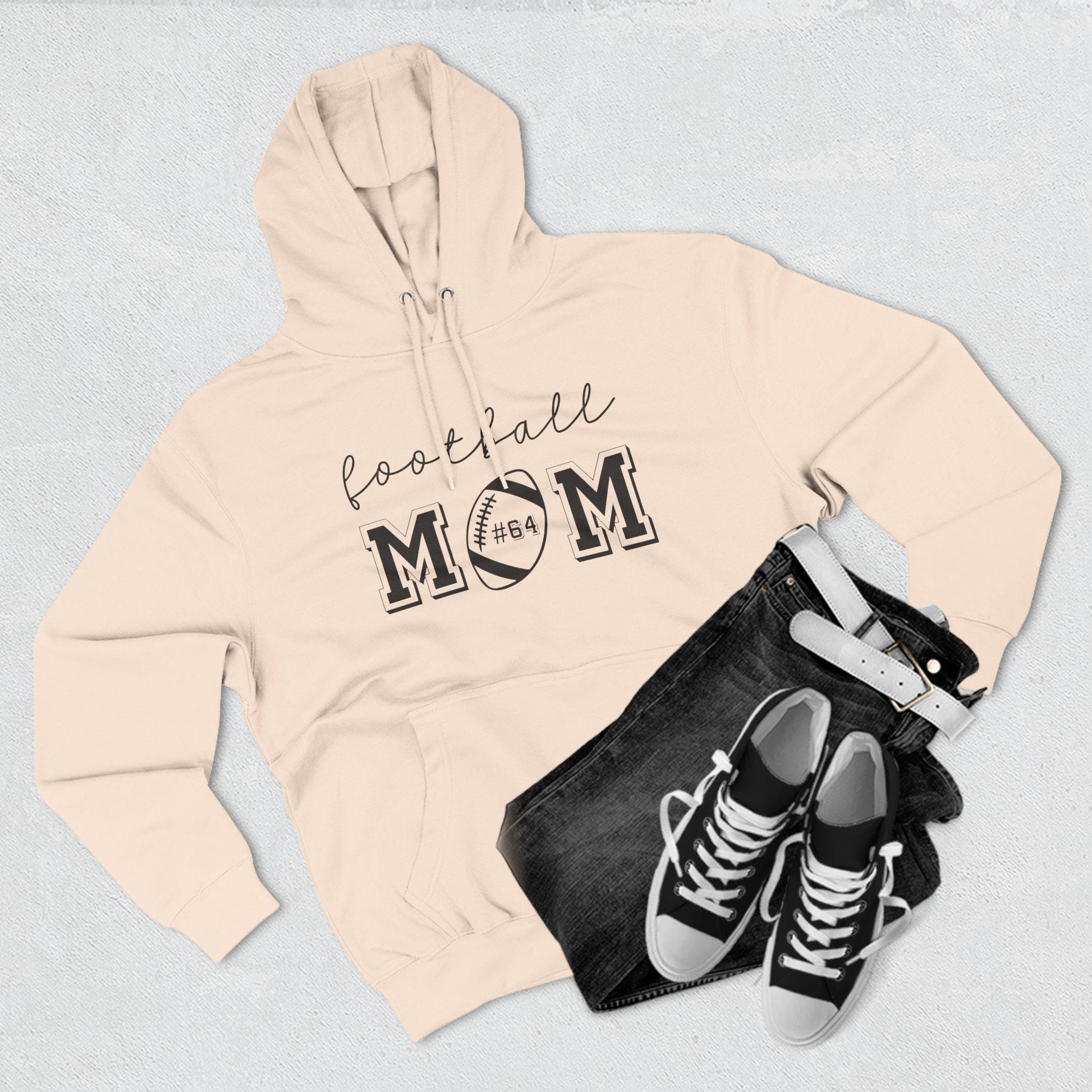 Football Mom Three-Panel Fleece Hoodie - Double Sided Premium Pullover Cozy Sweatshirt, Football Fan Apparel, Sports Mom Gift, Team Spirit