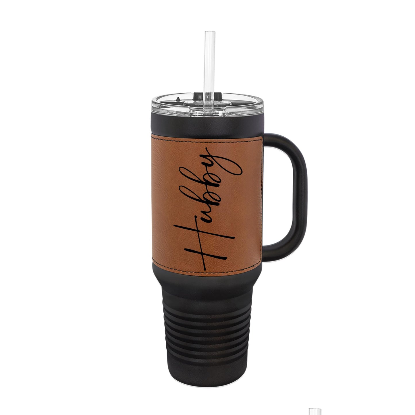 Wifey Hubby 2024 Travel Coffee Mug Tumbler w/ Handle Personalized Bride Groom Anniversary Wedding Gift Laser Engraved 40oz