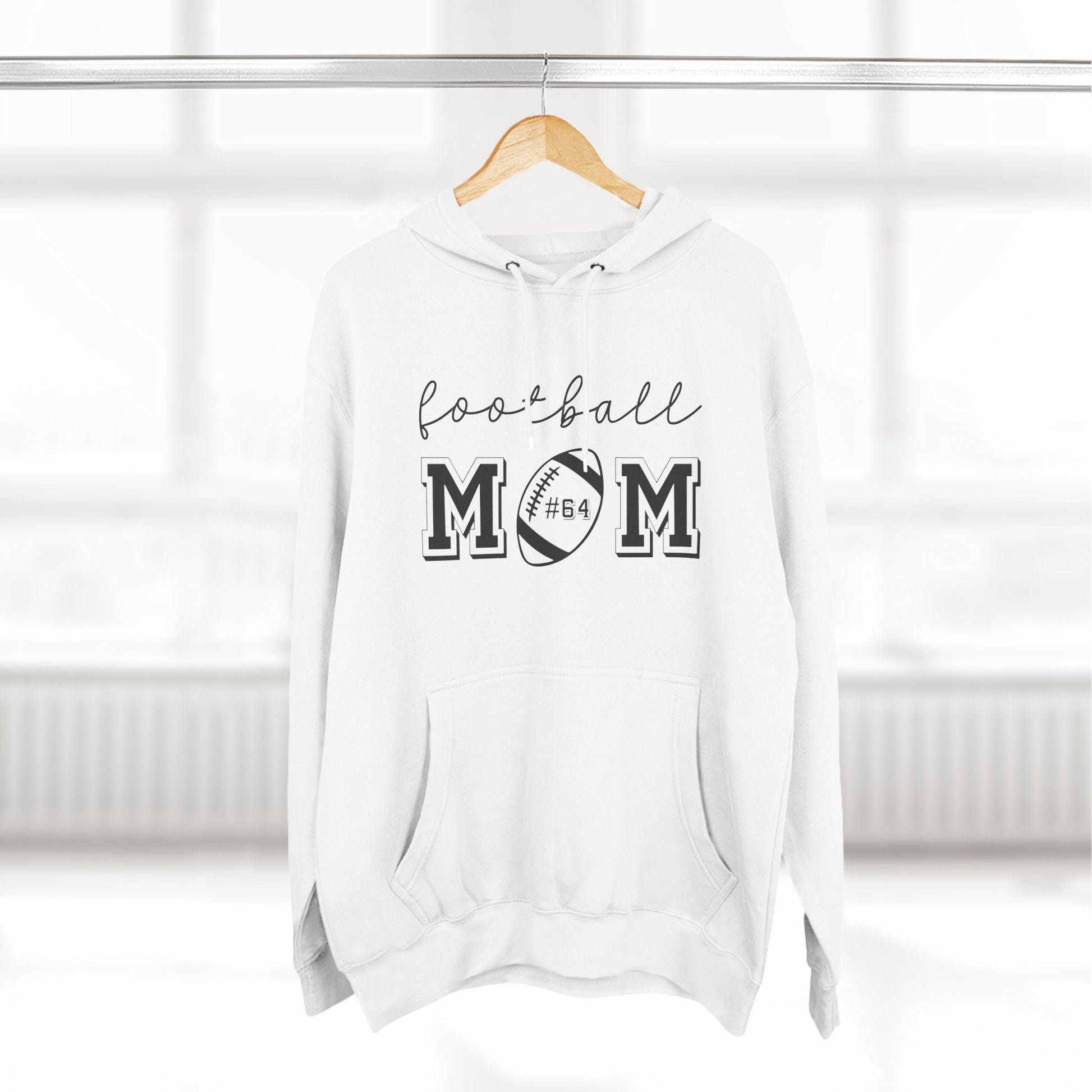 Football Mom Three-Panel Fleece Hoodie - Double Sided Premium Pullover Cozy Sweatshirt, Football Fan Apparel, Sports Mom Gift, Team Spirit