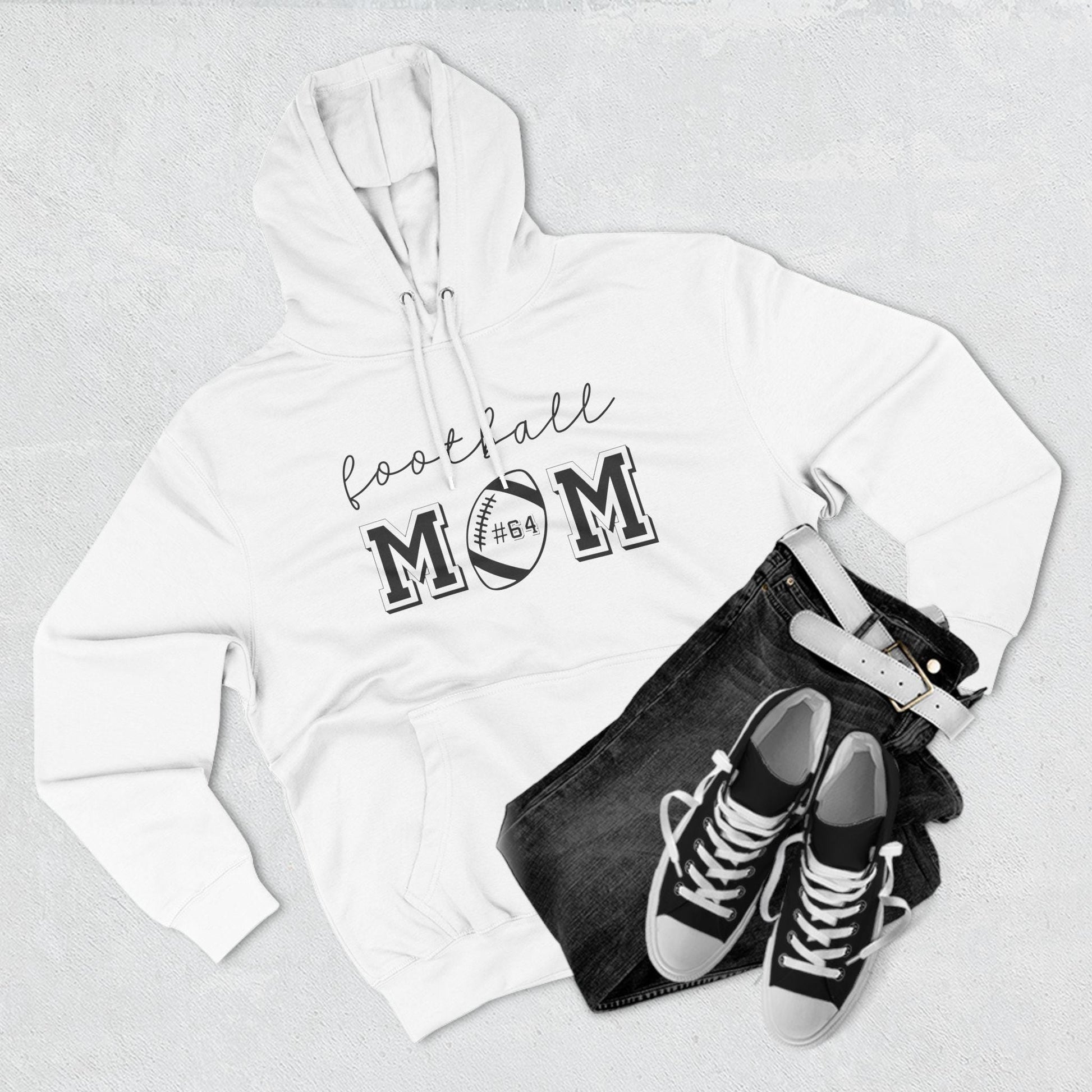 Football Mom Three-Panel Fleece Hoodie - Double Sided Premium Pullover Cozy Sweatshirt, Football Fan Apparel, Sports Mom Gift, Team Spirit