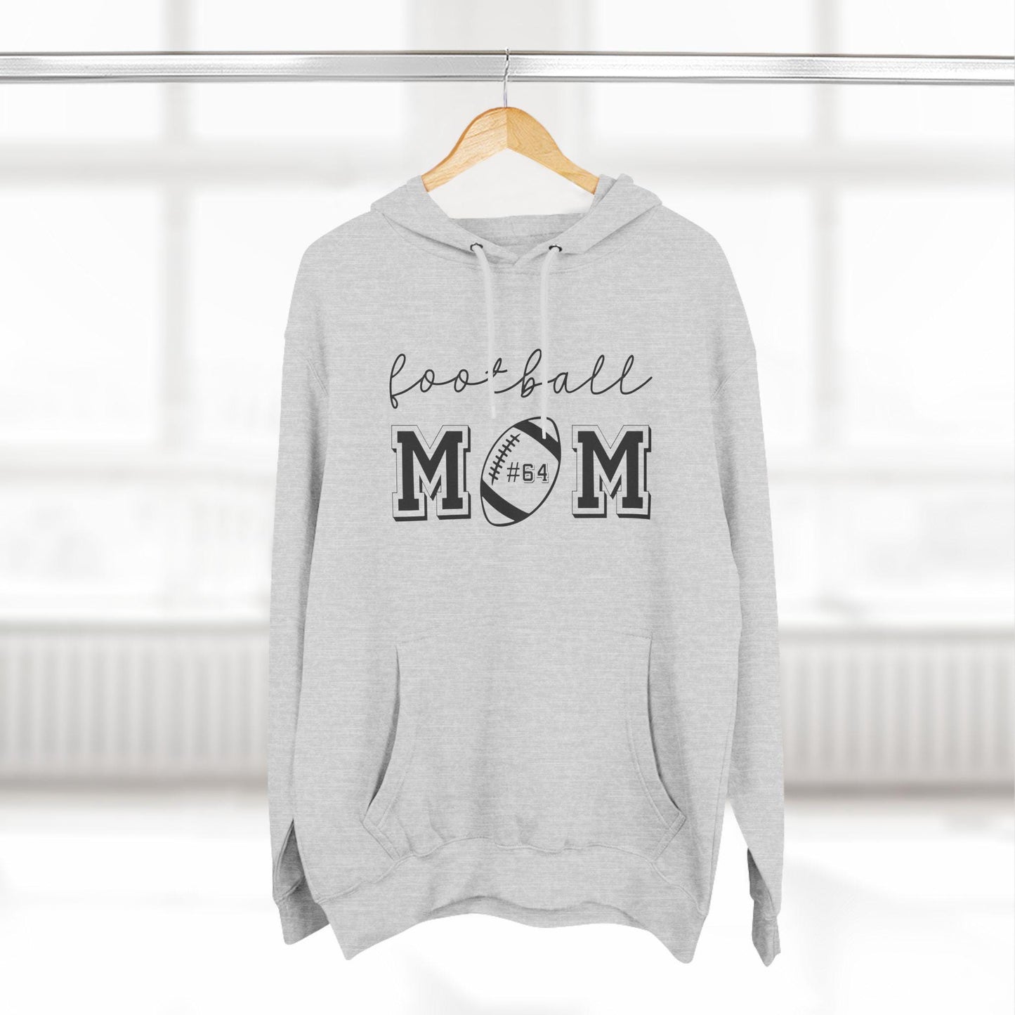 Football Mom Three-Panel Fleece Hoodie - Double Sided Premium Pullover Cozy Sweatshirt, Football Fan Apparel, Sports Mom Gift, Team Spirit