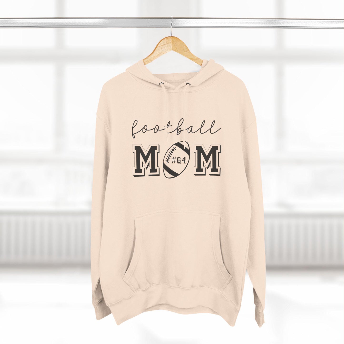 Football Mom Three-Panel Fleece Hoodie - Double Sided Premium Pullover Cozy Sweatshirt, Football Fan Apparel, Sports Mom Gift, Team Spirit