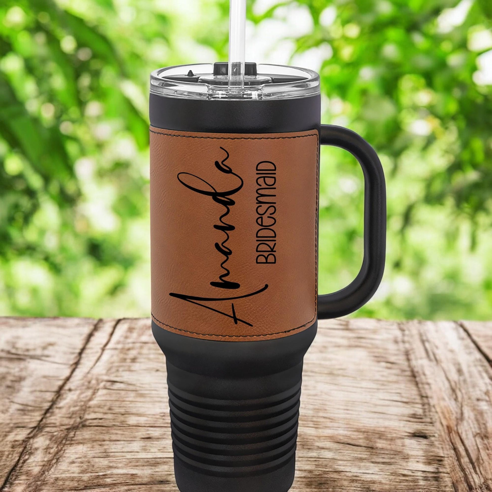 Personalized Bridal Party 40oz Polar Camel Tumbler w Engraved Leatherette Wrap | Custom Name Gift | Insulated Mug | Bridesmaid Proposal