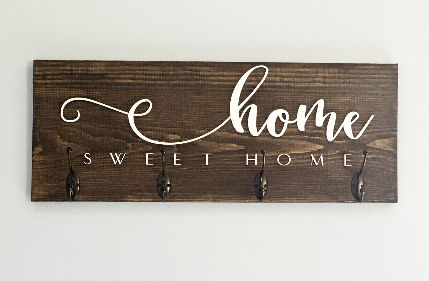 "Home Sweet Home" Wall Mounted Coat Rack | Rustic Wooden Coat Hanger