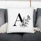 Custom Monogrammed Throw Pillow - Initial Floral Design