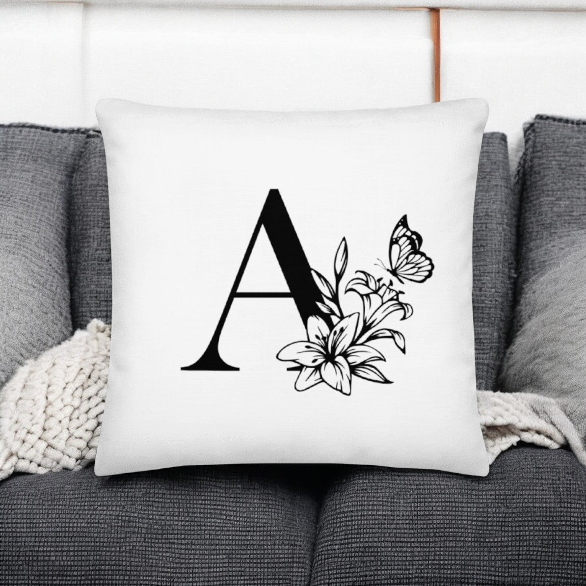 Monogrammed Throw Pillow | Custom Initial Floral Design | Available in 3 Sizes