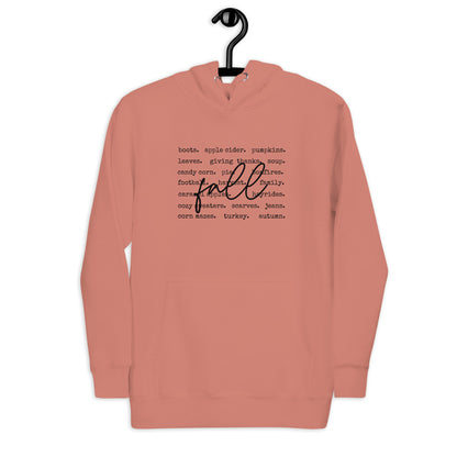 Fall Words Hoodie – Cozy Autumn Graphic Hoodie in Multiple Colors