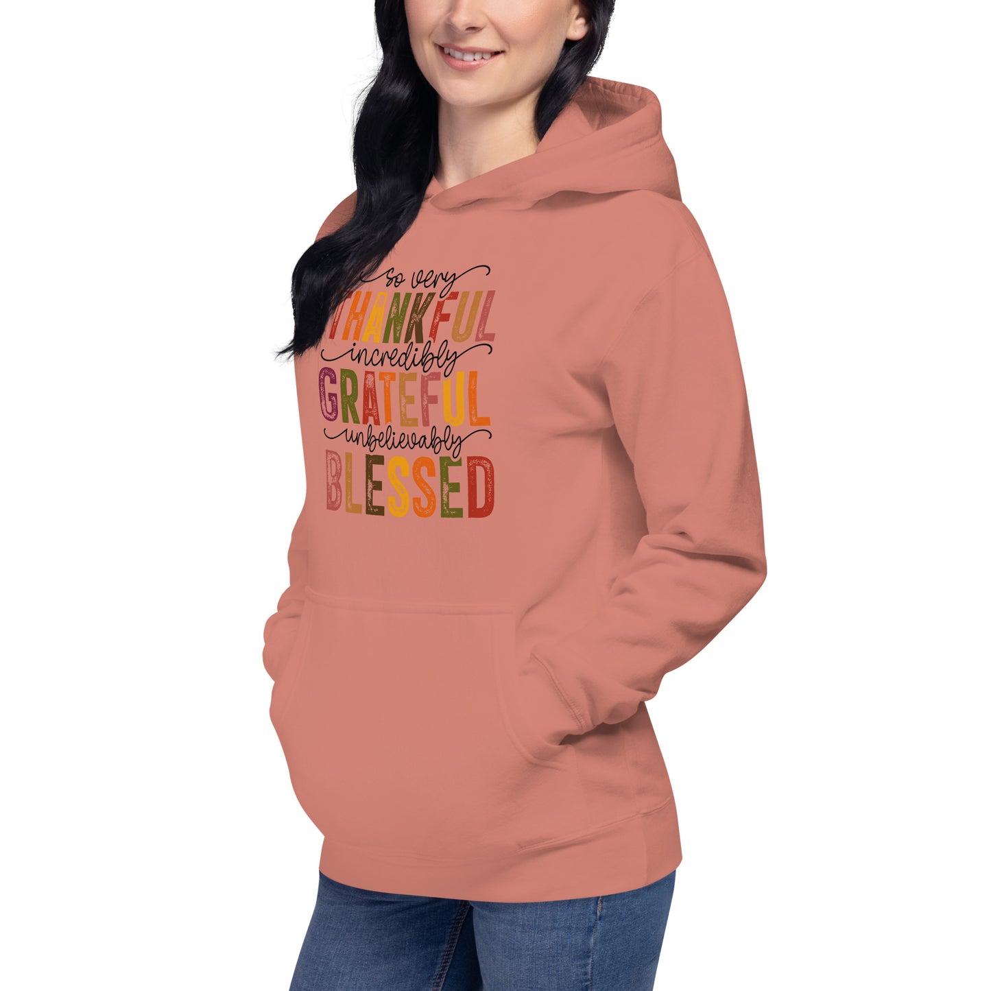 "Thankful, Grateful, Blessed" Unisex Hoodie – Celebrate Gratitude in Style