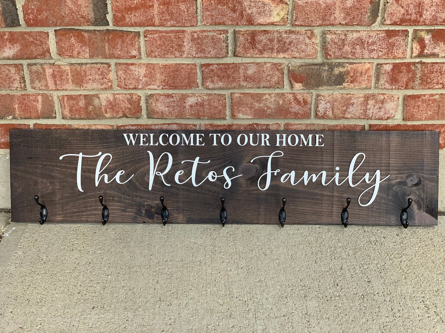 Custom Welcome Coat Rack Wall Mount w 3D Raised Lettering Personalized Sign w Hooks Hanger Wedding Gift Rustic Family Name Housewarming Gift