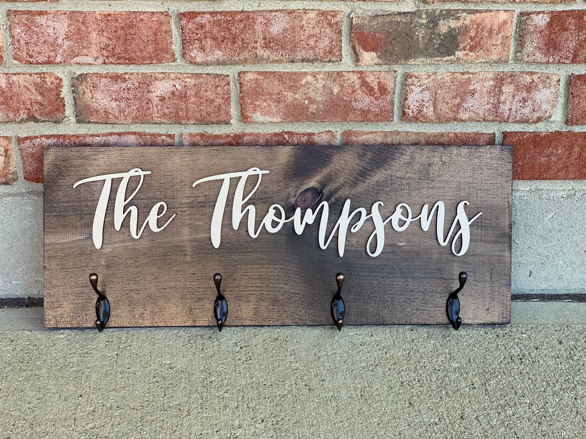 Custom Welcome Coat Rack Wall Mount w 3D Raised Lettering Personalized Sign w Hooks Hanger Wedding Gift Rustic Family Name Housewarming Gift