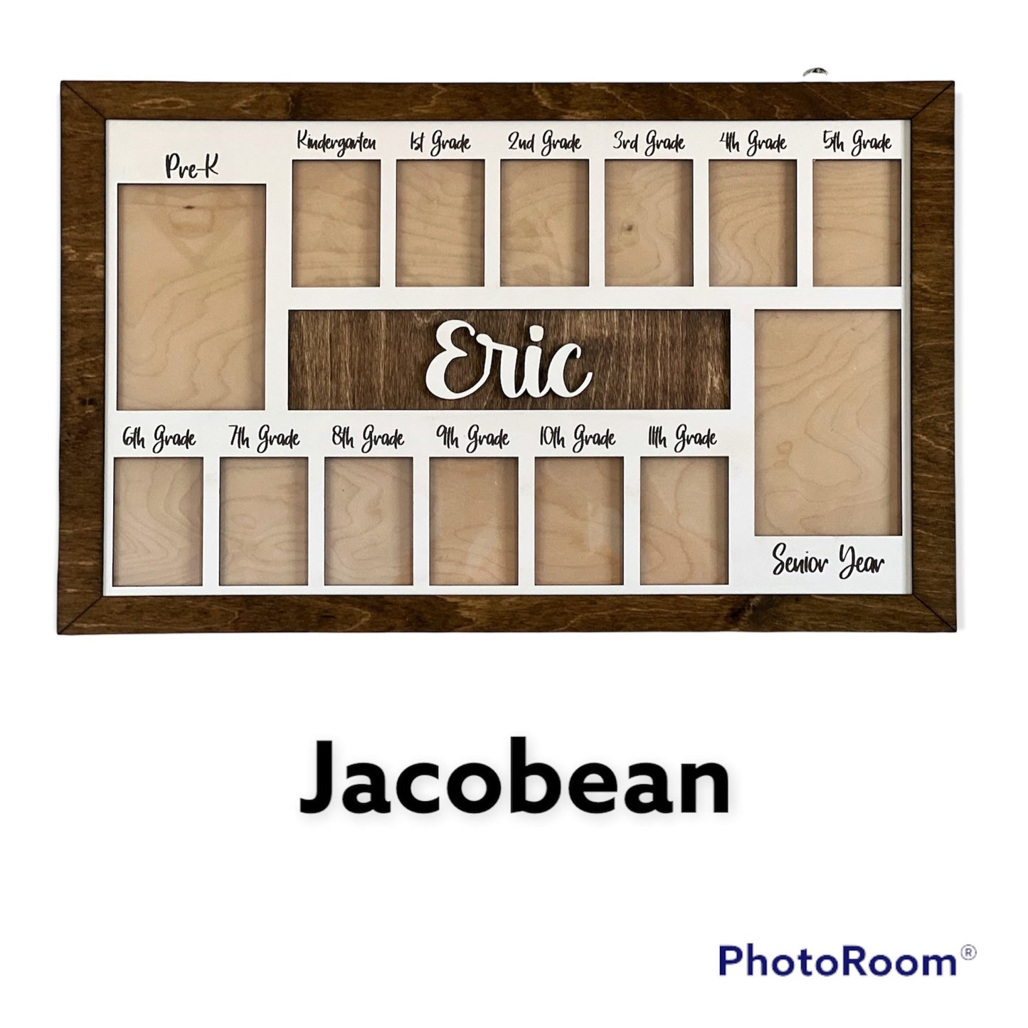 Newborn-One Year First Year Picture Frame Custom Personalized Photo Display with Raised Lettering Rustic Photo Display Board