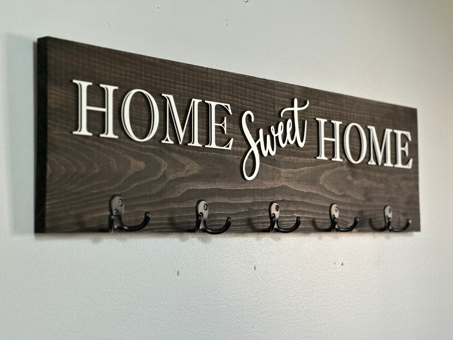 Welcome Coat Rack Wall Mount w 3D Raised Lettering w Hooks | Coat Hanger | Wedding Gift | Rustic Housewarming Gift