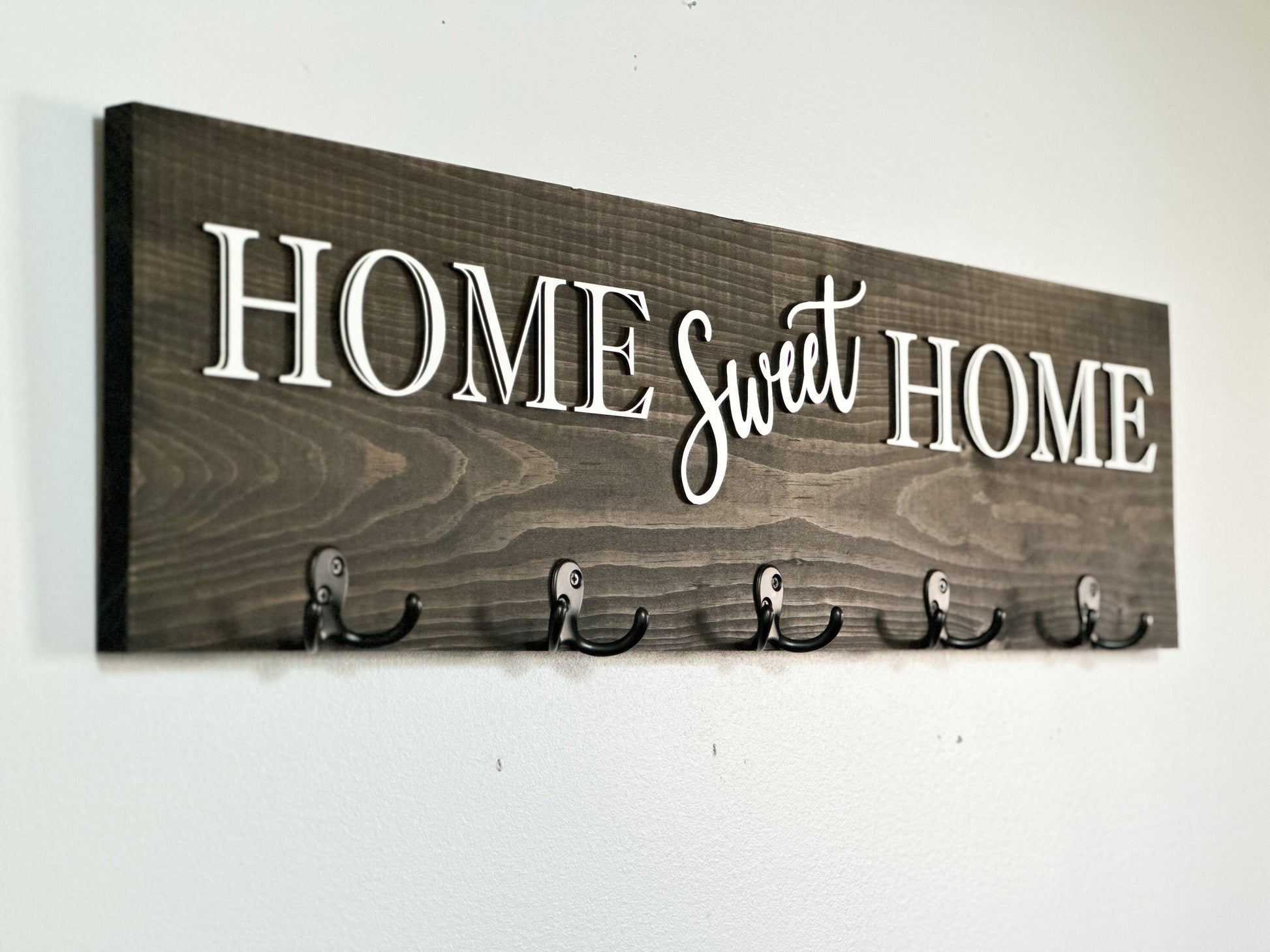 Welcome Coat Rack Wall Mount w 3D Raised Lettering w Hooks | Coat Hanger | Wedding Gift | Rustic Housewarming Gift